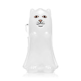Front view of the Killer Nermal Ghost bong showing cat ears, pink eyes, a smiling face and sculpted paws