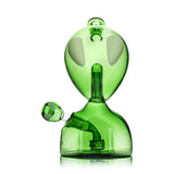 Front view of the Hemper Alien XL bong showing its green alien bust, two chambers and visible percolators