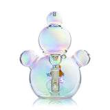 Front view of Hemper Bubble XL bong showing stacked bubbles, a smiling face and matching rounded glass bowl