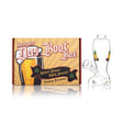 Hemper Das Boot clear glass bong with a removable bowl beside its gold illustrated beer-boot retail box