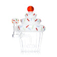 Angled view of Hemper Cupcake XL glass bong with white frosting, colorful sprinkles and a matching bowl