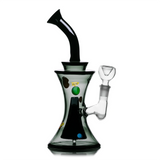 Side view of Hemper Cosmic XL bong showing colorful planet decals, a cone-shaped perc and extended bowl stem