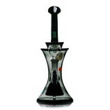 Front view of Hemper Cosmic XL glass bong with a clear bowl, flared dark base and green H logo on the neck