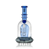 Bowl-end view of blue Hemper Space Monster XL glass bong showing its straight neck and clear landing feet