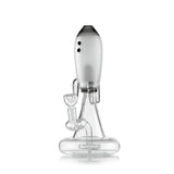 Angled view of black Hemper Blast Off Rocket XL bong showing its pointed nose, frosted body and clear base