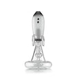 Front view of black Hemper Blast Off Rocket XL glass bong with two portholes and a clear bowl below the rocket