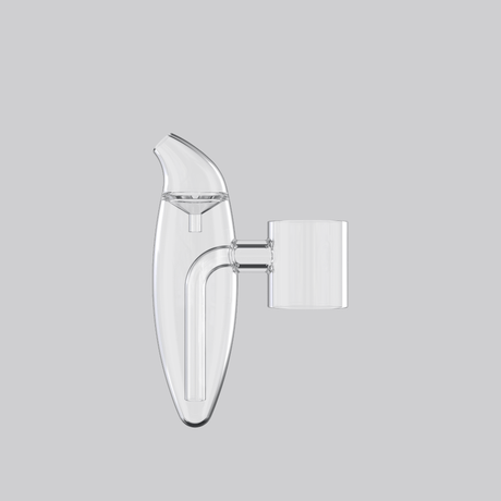 Clear spill-proof glass attachment for Dr. Dabber XS e-rig shown in side profile as a replacement accessory