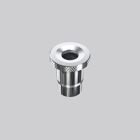 Silver quartz atomizer for Dr. Dabber XS concentrate e-rig with textured rim and cylindrical chamber design