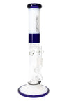 ROOR Tech 14-inch straight tube bong in blue and white colorway with showerhead perc and matching base.