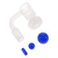 Frosted quartz terp slurper banger with 14.5 mm male joint and flat-top rim, shown with cobalt blue marble, pearl, and pillar set.