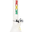ROOR frosted 14″ glass beaker bong showing ice catcher, clear downstem, sturdy beaker foot, and rasta ROOR logo on the neck.