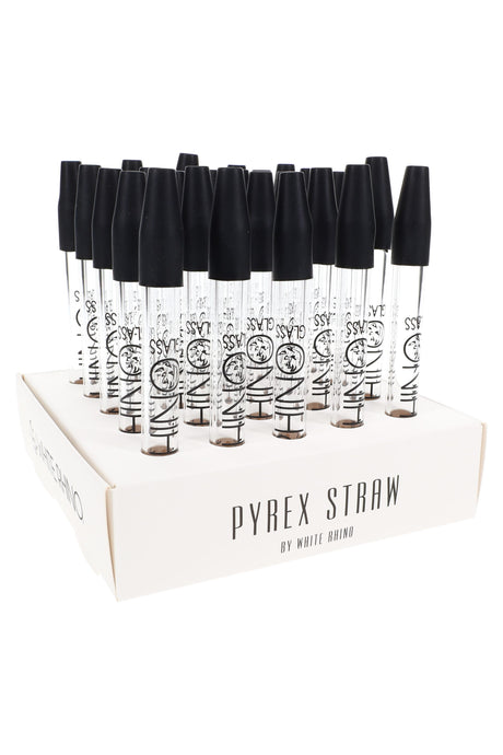 White Rhino Pyrex Glass Dab Straw with Silicone Cap - P3210