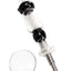 Black-accent colored glass dab straw kit showing stainless tip, 14.5 mm joint with keck clip, and matching glass tray; 9½-inch length.