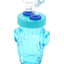 Front angle of 3.5-inch blue cactus glass bong, ribbed arms and flat base on white studio backdrop.