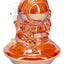 Iridescent orange astronaut UFO glass mini bong with rounded saucer base and GoG joint, 6″ height.
