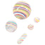 Rainbow–swirl quartz terp marble set with five pieces—large carb cap, valve marble, two pearls, and pill—floating on white background, bright stripes visible.