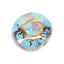 2-inch baby-blue ceramic smoke stone hand pipe with gold sun detail, compact disc shape.