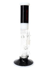 ROOR Tech 14-inch straight tube bong in black and white colorway with showerhead perc and flared base.