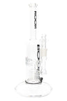 ROOR Tech 12″ clear stemless straight tube bong showing barrel percolator, 18.8 mm joint and compact footprint with black logo on the neck.