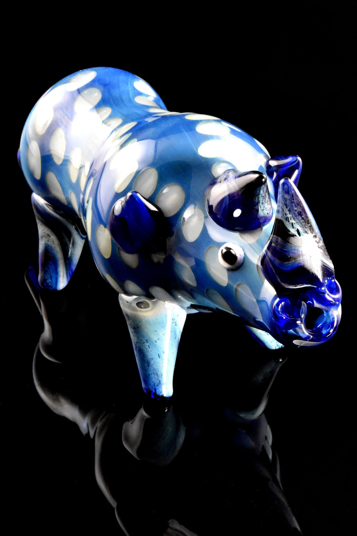 5" Silver Fumed Bubble Dot Glass Rhino Pipe - AP308