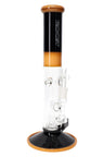 ROOR Tech 14-inch straight tube bong in black and amber colorway with showerhead perc and wide colored base.