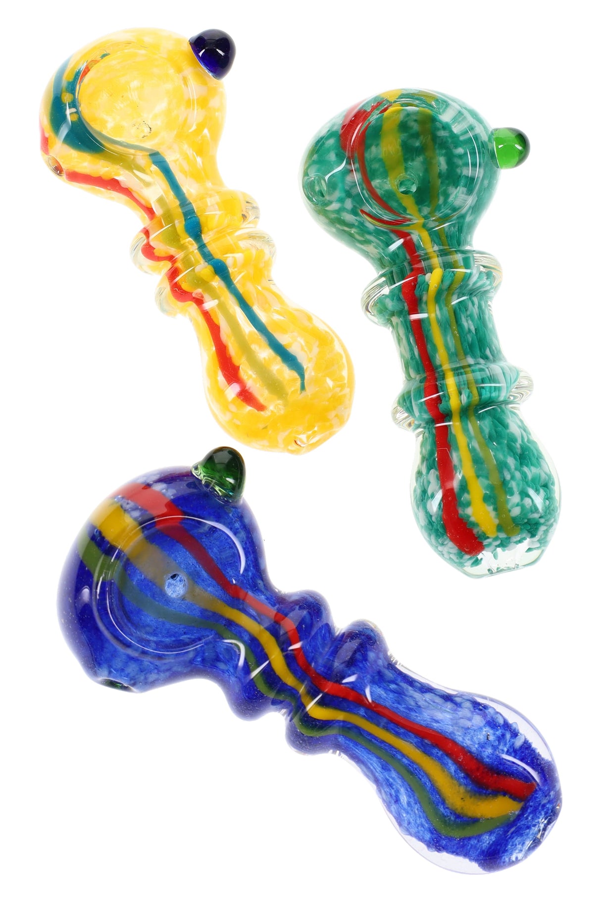 3.5" Multicolor Frit Rings Rasta Stripe Glass Pipe - P3171