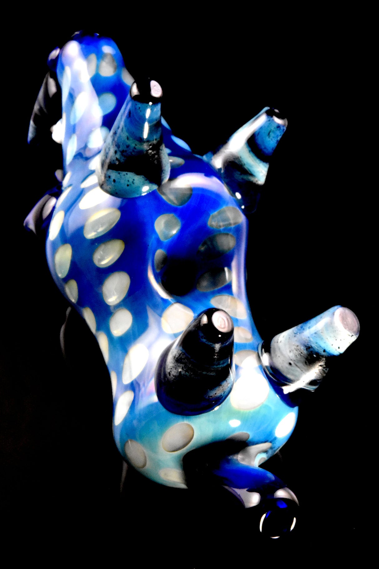 5" Silver Fumed Bubble Dot Glass Rhino Pipe - AP308