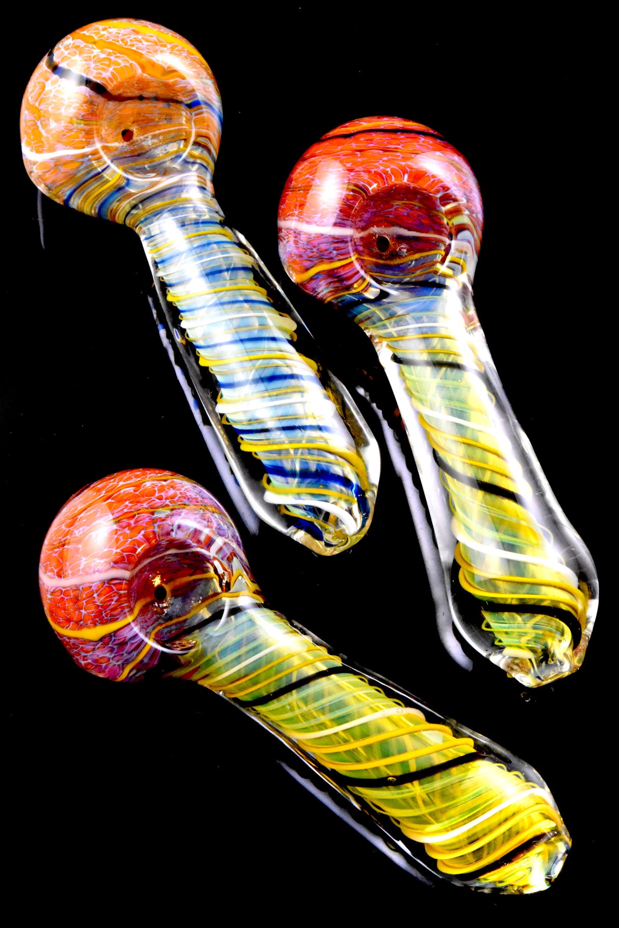 4.5" Thick Gold Fumed Frit Spiral Glass Pipe - P1221