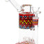 Red-trim 7″ stemless sidecar bong with multicolor reverse band, 14.5 mm female joint, and stable color-ring base.