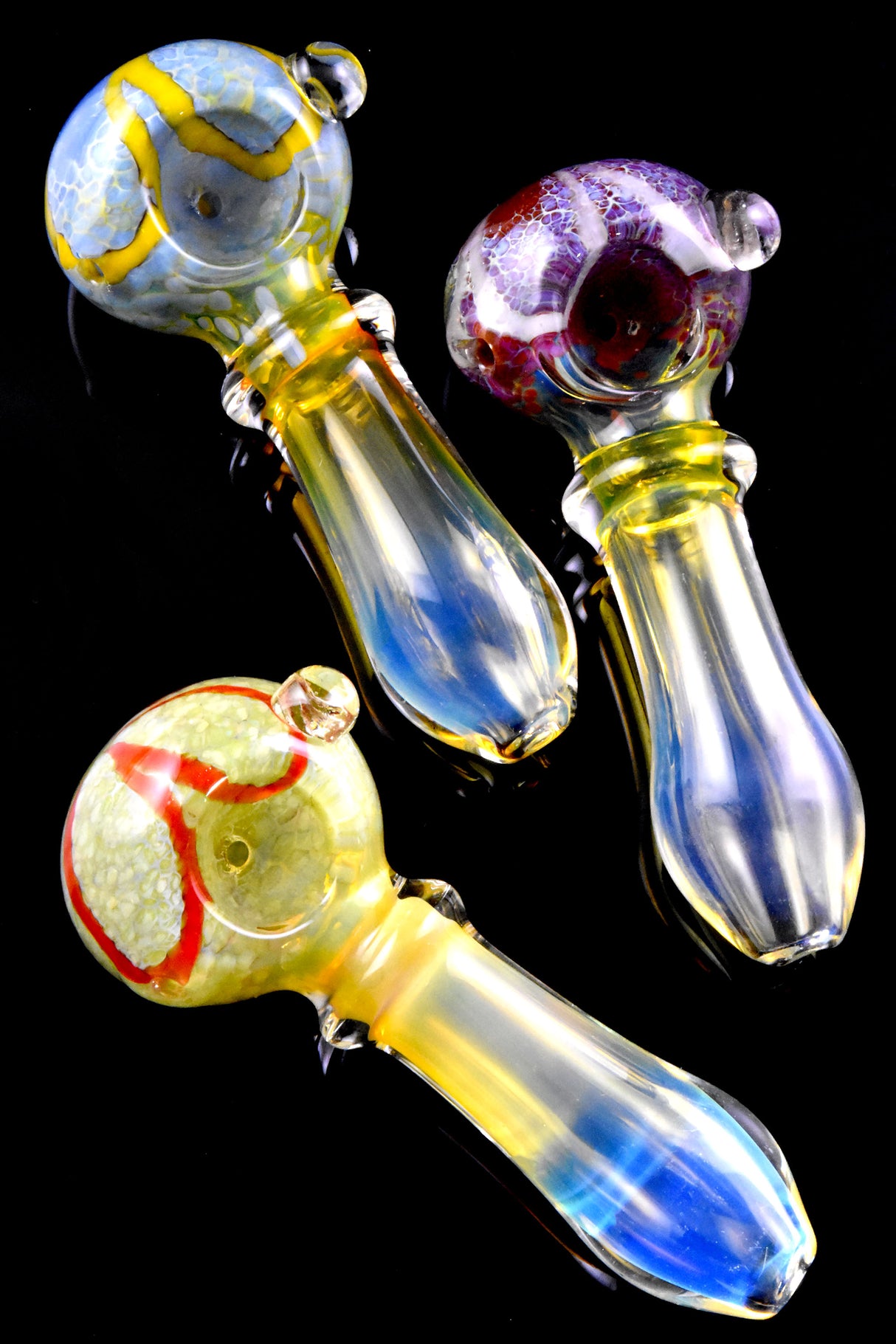 4" Color Changing Frit Colorful Striped Glass Pipe - P2429