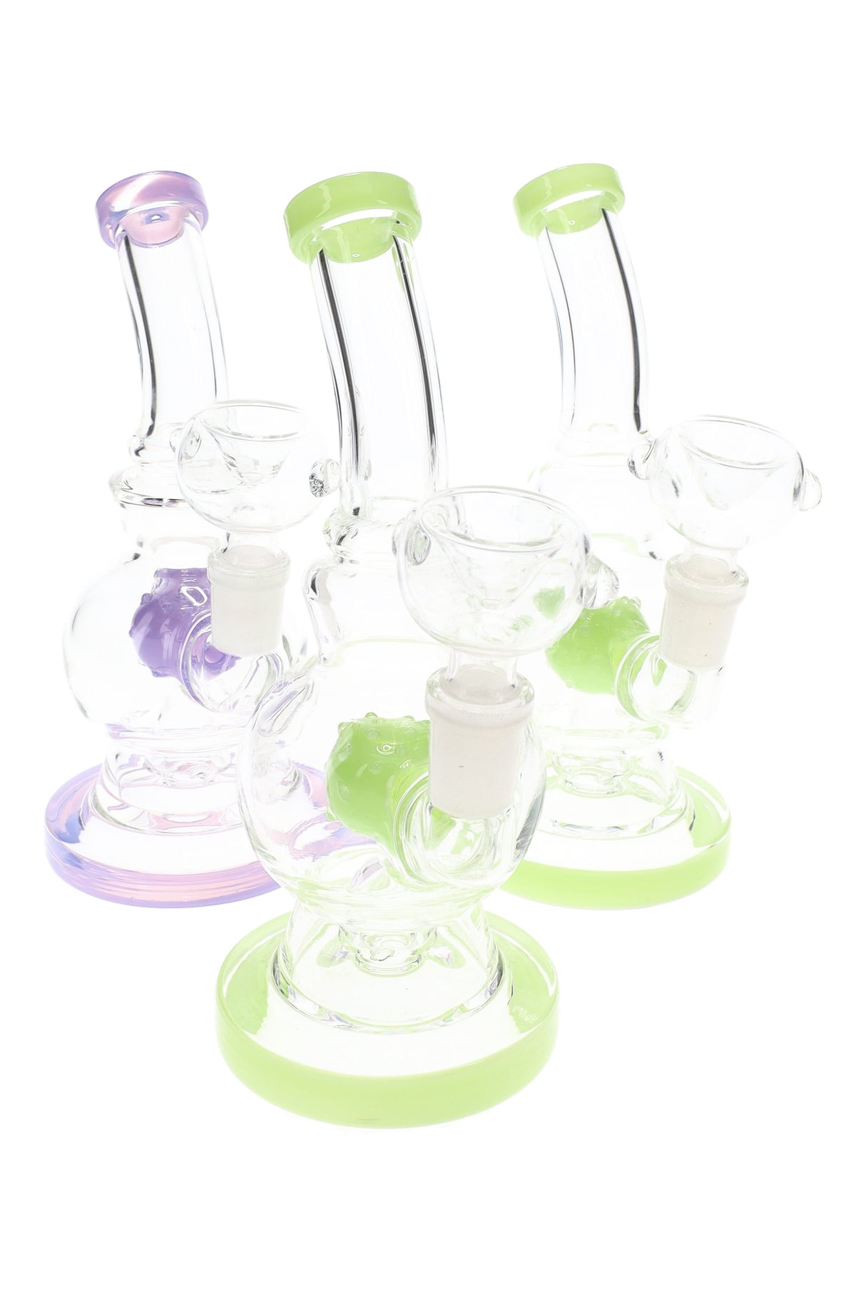 7" Neon GoG Stemless Water Pipe with Virus Showerhead Perc - WP3161