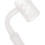 Minimal frosted quartz bucket with subtle flame etching, flat-top and 90-degree neck; male joint, white background.