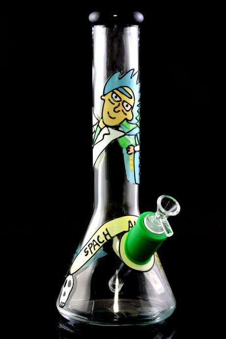 13" Large Thick Hand Painted Glass Beaker Water Pipe - WP2143