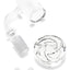 GRAV seamless quartz banger set with frosted joint, clear spinner cap engraved with GRAV logo, and two pearls for circulating airflow.