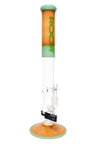 ROOR Tech 18-inch straight shooter, orange and mint two-tone, showerhead perc, glass bowl and removable downstem.