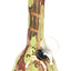 Apple green and bronze marbled 6″ ceramic beaker bong featuring glossy glaze and gold sunburst motif.