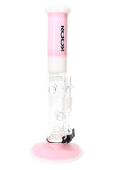 ROOR Tech 14-inch straight tube bong in pink and white colorway with showerhead perc and round base.