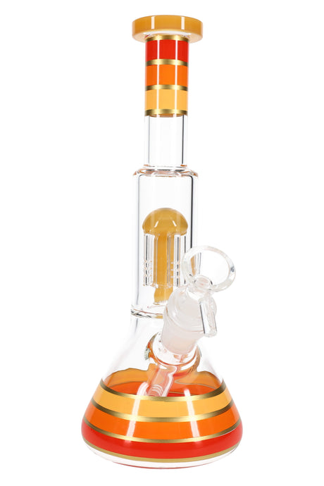 9.5" Colorful Striped Glass Beaker Water Pipe with Tree Perc - WP3248
