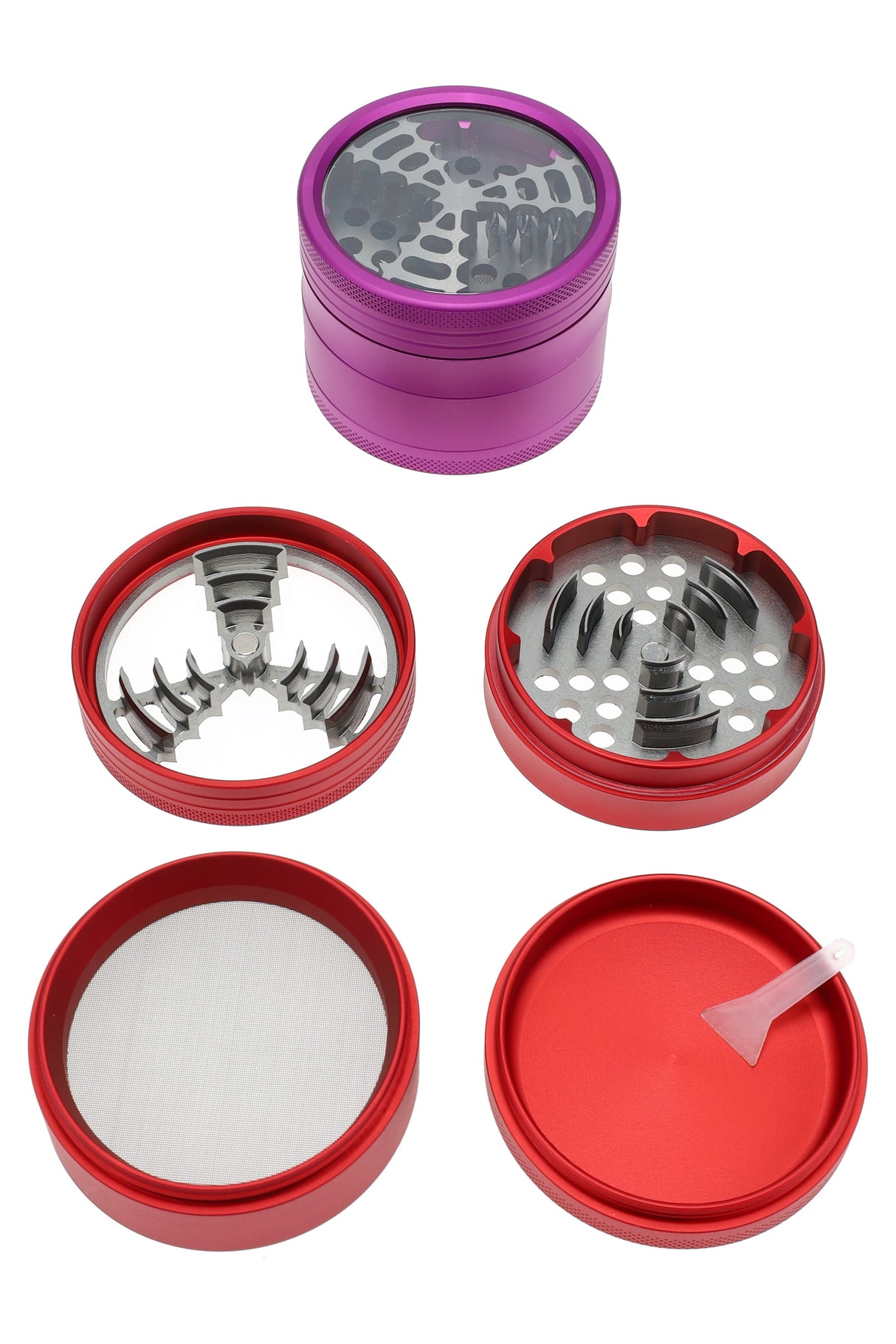 63mm 4 Part Clear Top Colored Zinc Alloy Grinder - G0498