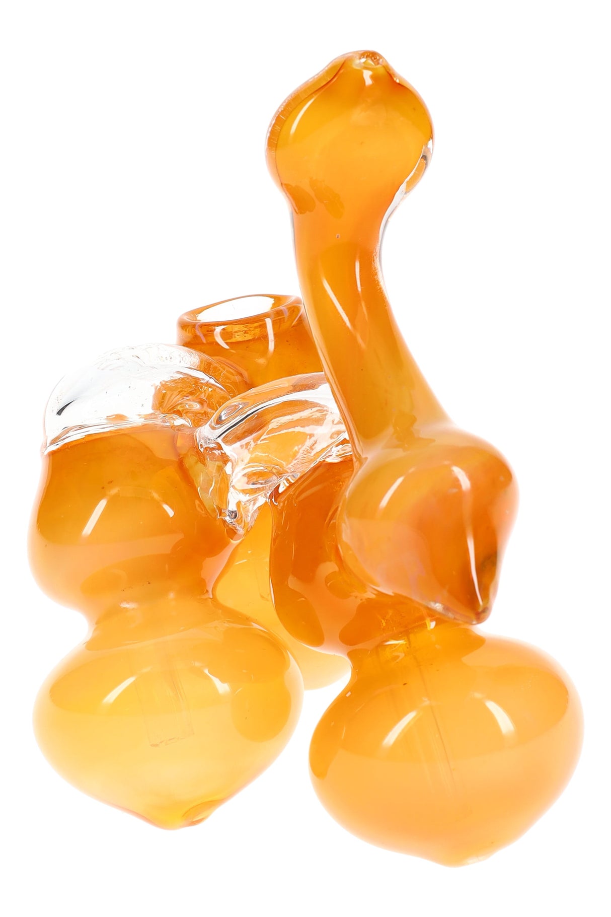 7" Large Gold Fumed Triple Chamber Sherlock Glass Bubbler - B1351