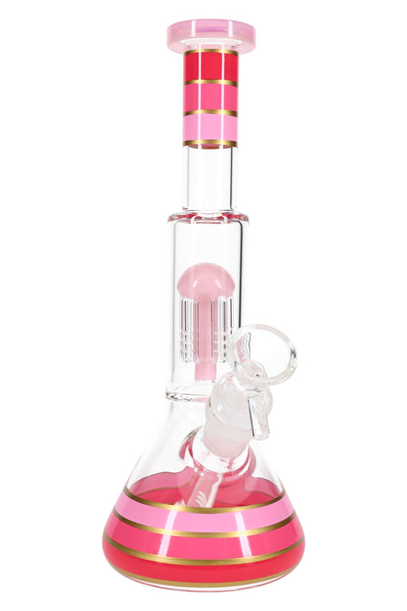 9.5" Colorful Striped Glass Beaker Water Pipe with Tree Perc - WP3248