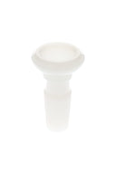 GRAV basin bowl in glossy white glass, 14.5 mm male joint, rounded lip for comfortable loading and removal.