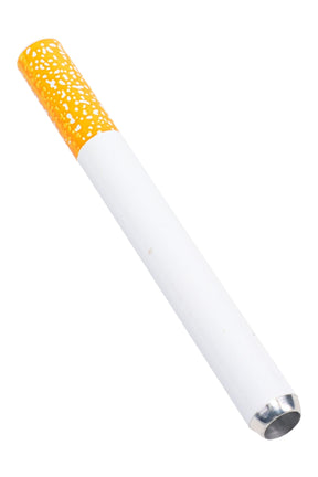 3-inch metal cigarette bat one-hitter pipe shown in full side profile on white background