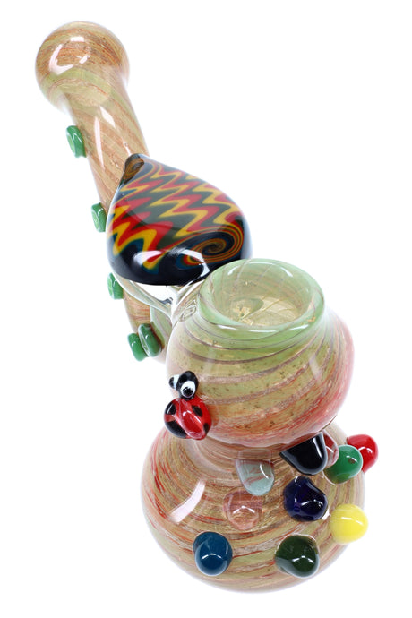 8" Unique Silver Fumed Raked Reverse Glass Hammer Bubbler - B1503