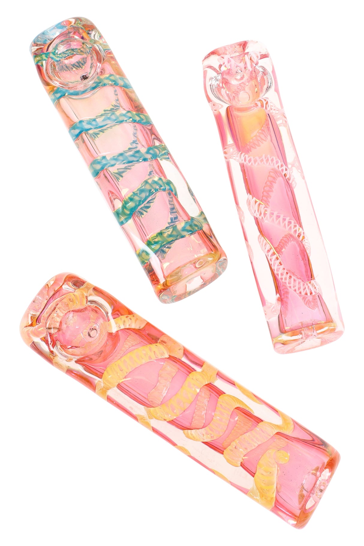 4" Thick Square Gold Fumed Striped Color Changing Glass Pipe - P2113