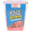 Jolly Rancher Watermelon scented candle in clear 3-oz tumbler with blue label and cartoon melon slice, pink wax visible inside