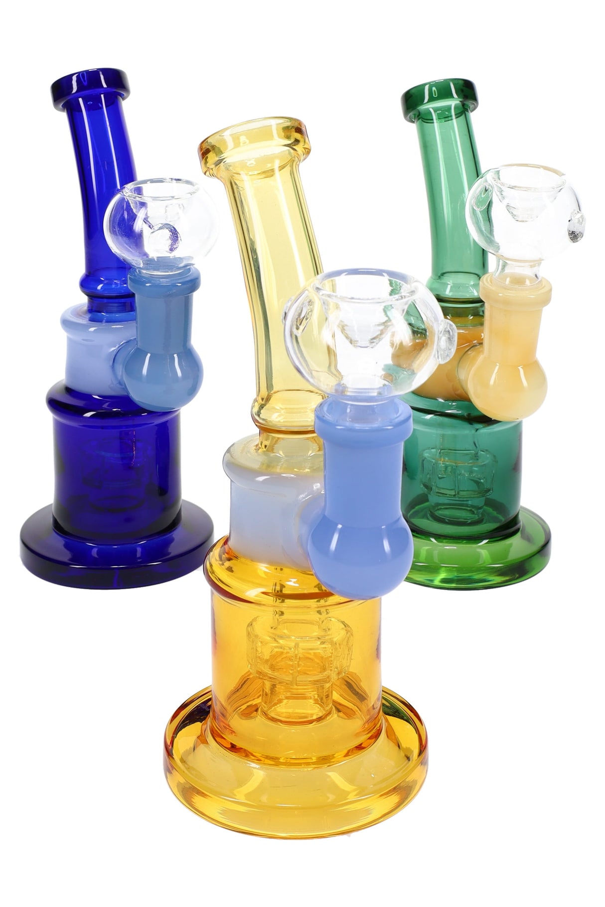 6" Stemless Multicolor GoG Straight Shooter Water Pipe with Showerhead Perc - WP3190