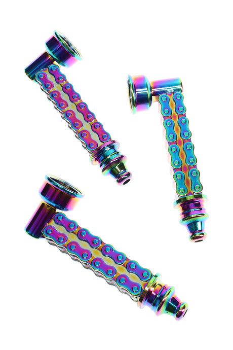 3" Rainbow Metallic Bike Chain Metal Pipe Set with Screens - MP279