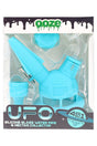 Light-blue Ooze “UFO” 4-in-1 bubbler and nectar collector in box with silicone concentrate container included.