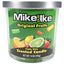 14-oz triple-wick Mike and Ike Original Fruits scented candle, green wax glass jar featuring assorted fruit imagery under lid